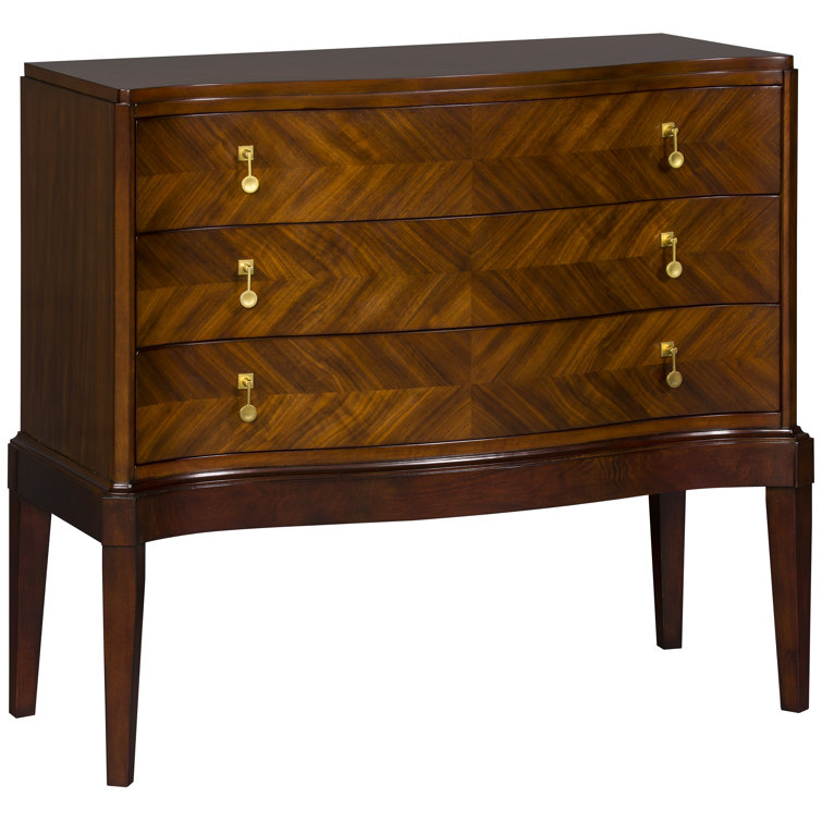 Venezia Brown Birch Wood Accent Chest with Antique Brass Hardware