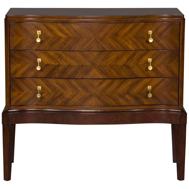 Venezia Brown Birch Wood Accent Chest with Antique Brass Hardware