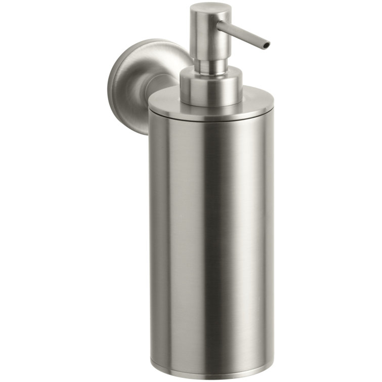 Vibrant Brushed Nickel Wall-Mount Soap and Lotion Dispenser