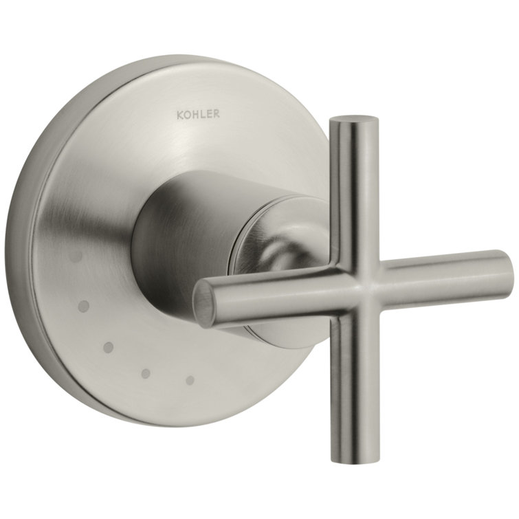Vibrant Brushed Nickel Wall-Mounted Cross Handle Valve Trim