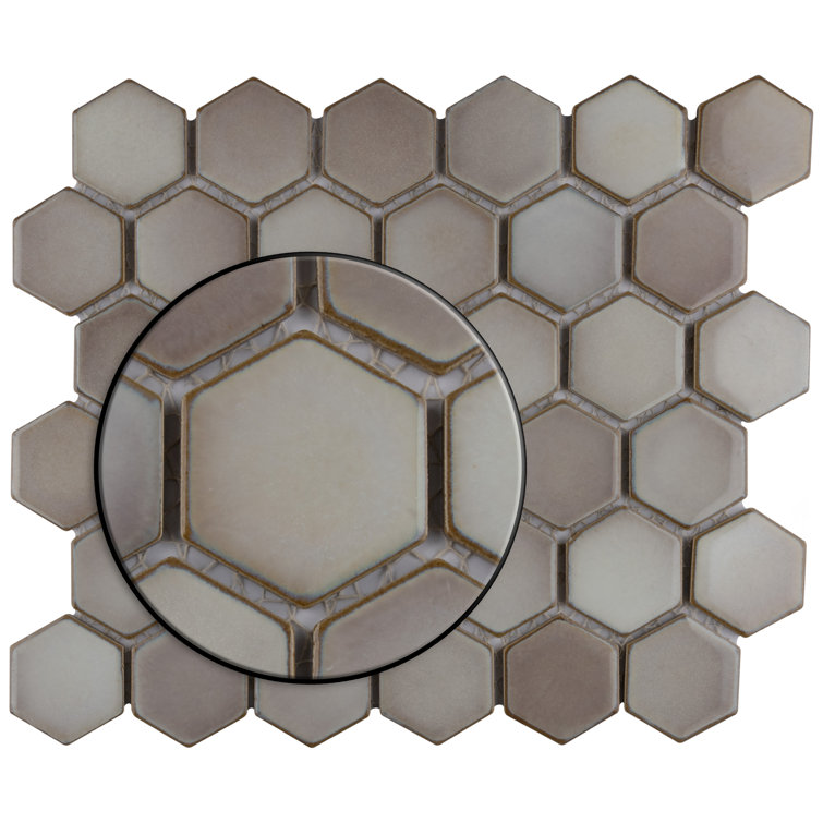 Dove Gray 2" Hex Porcelain Mosaic Tile for Floor and Wall