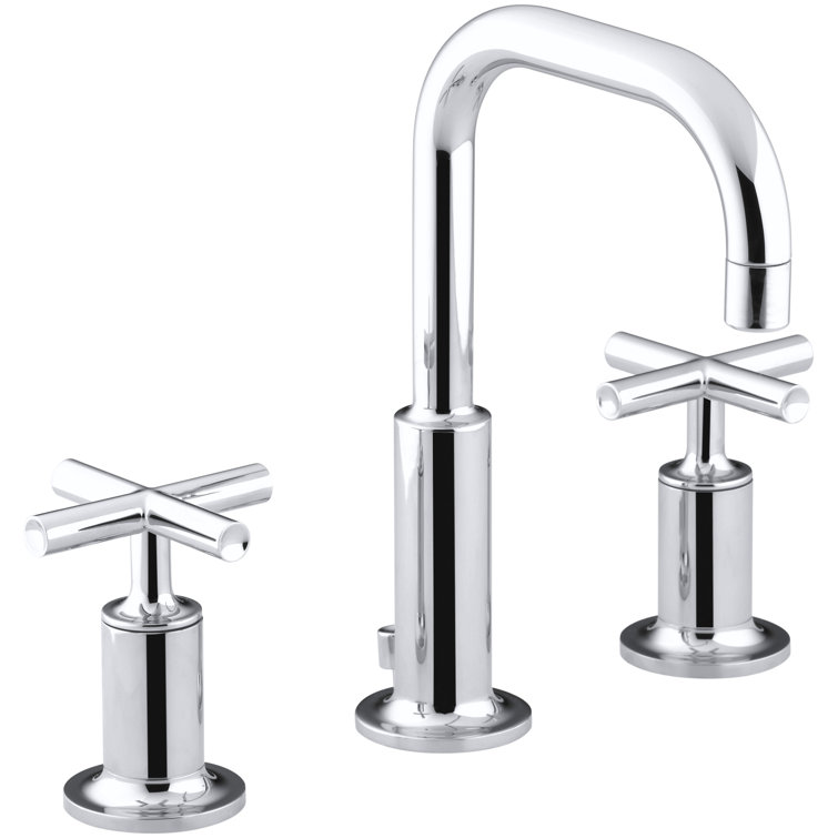 Elegant Polished Chrome 8" Widespread High Arc Bathroom Faucet