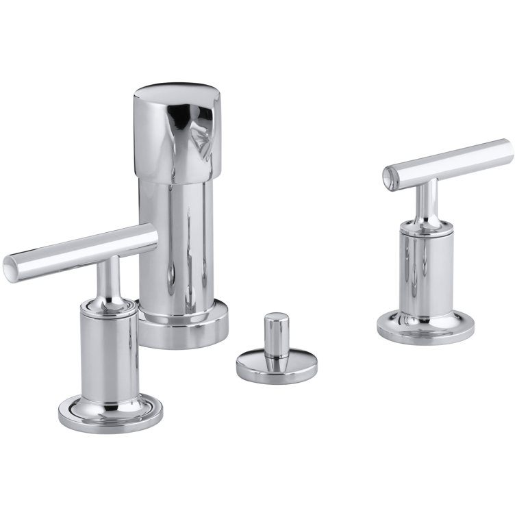 Polished Chrome Vertical Spray Bidet Faucet with Lever Handles