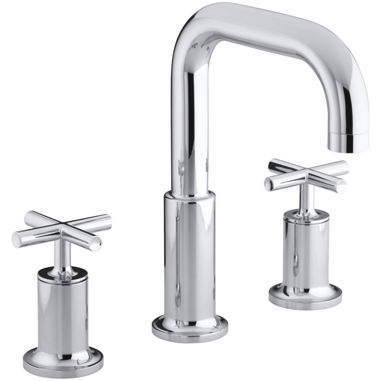 Polished Chrome Modern Deck-Mount Bath Faucet with Cross Handles