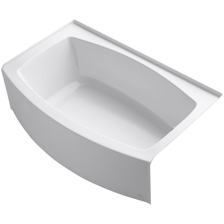 Expanse 60-Inch White Acrylic Alcove Bathtub with Curved Apron