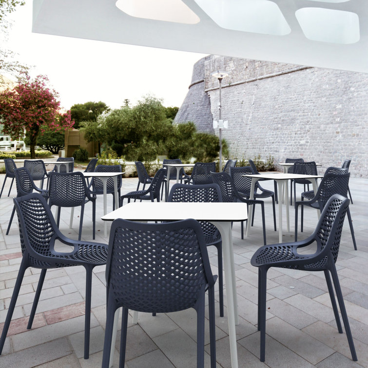 White Square Synthetic Laminate Outdoor Dining Table