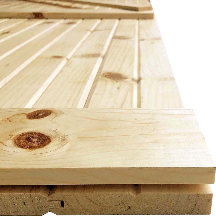 84" Unfinished Knotty Pine Interior Barn Door with K-Bar Design