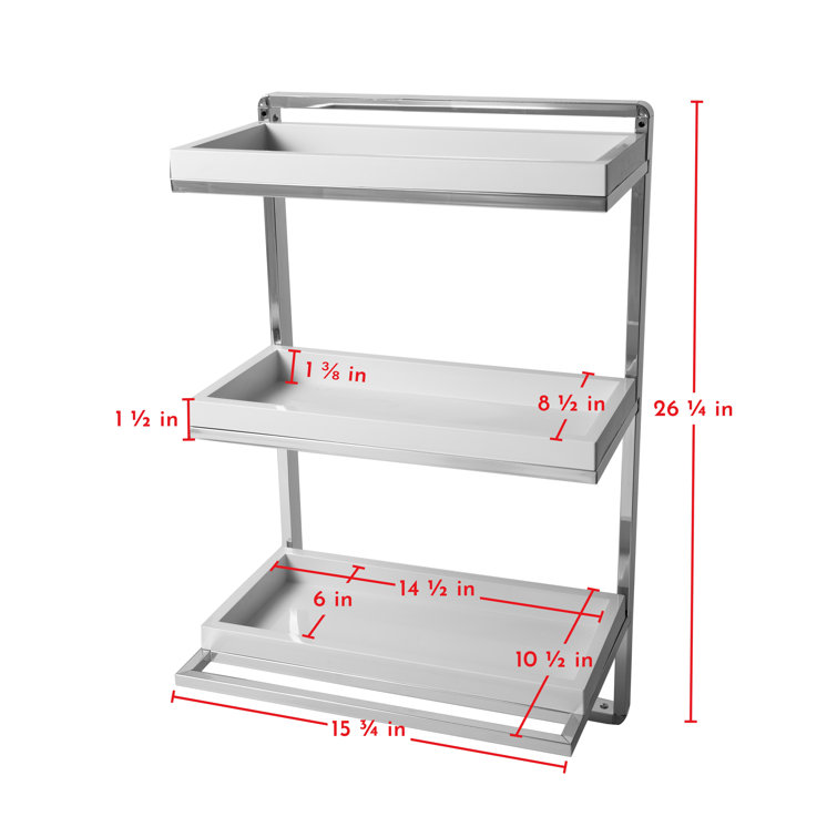 Sleek 34.5" White Floating Wall Shelf with Chrome Towel Bar