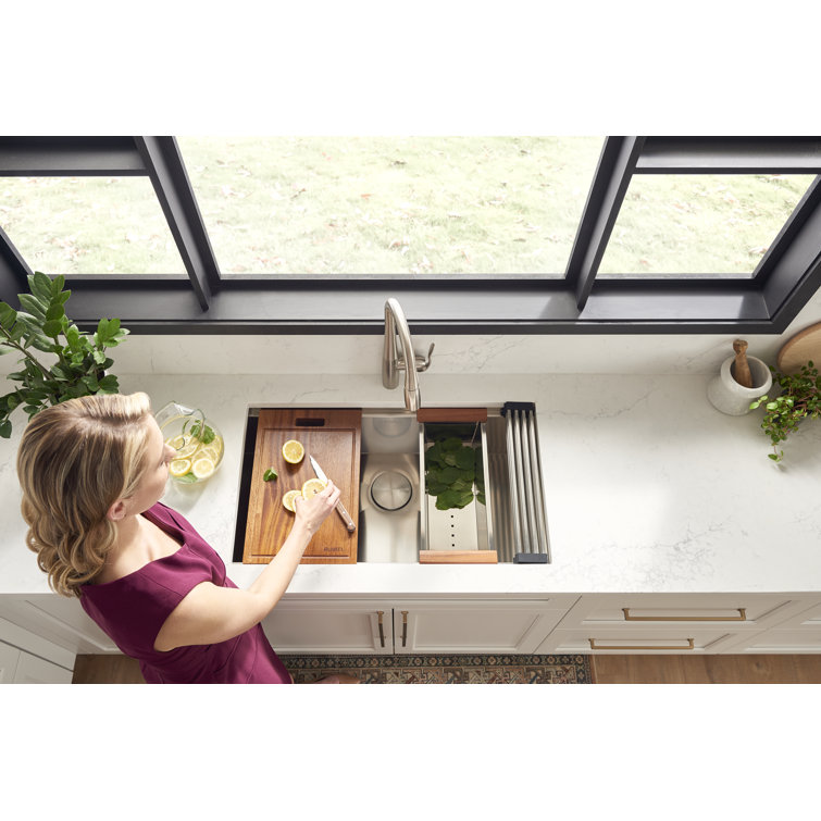 Ruvati 34" Stainless Steel Single Bowl Workstation Kitchen Sink