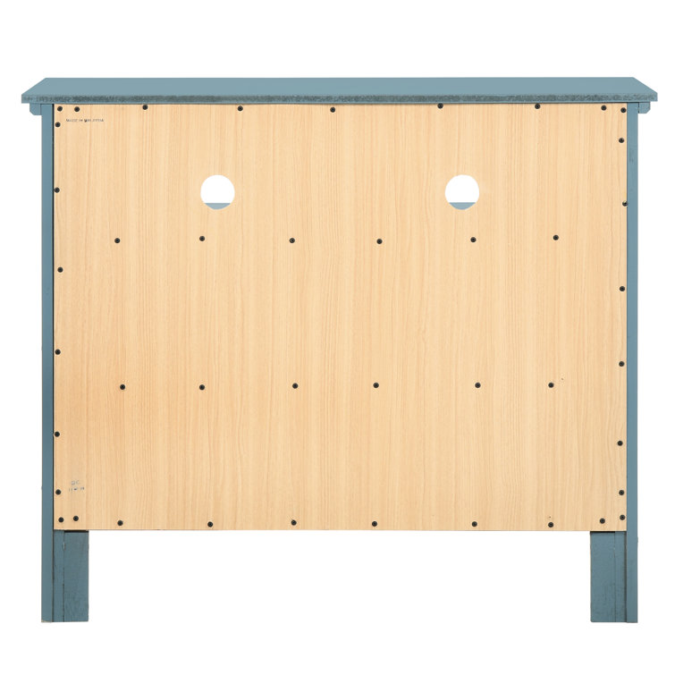 Teal Blue Real Wood Veneer TV/Media Chest with Spacious Drawers