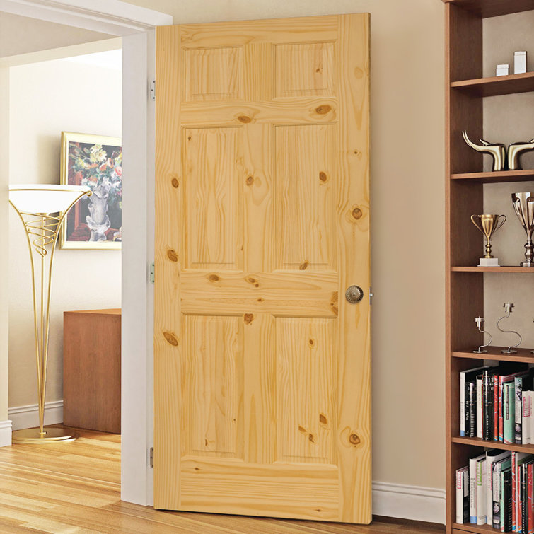 Colonial Elegance Pine Wood 6-Panel Unfinished Door 80''x30''