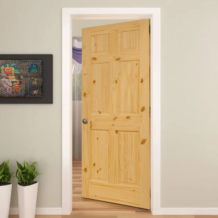 Colonial Elegance Pine Wood 6-Panel Unfinished Door 80''x30''