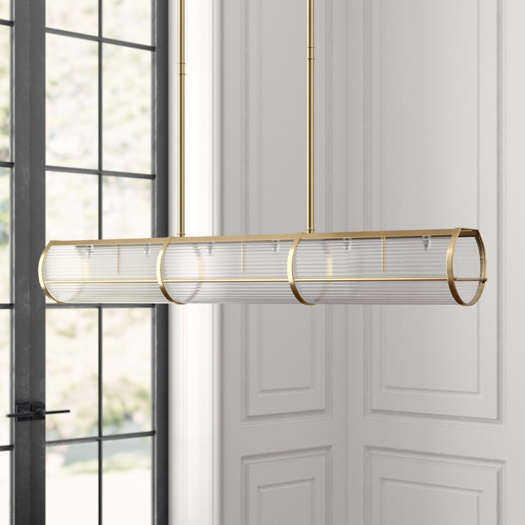 Allen 48'' Natural Brass and Glass Island Pendant Light
