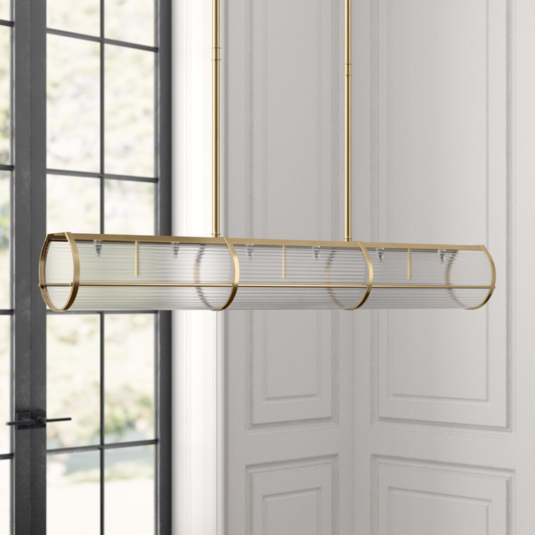 Allen 48'' Natural Brass and Glass Island Pendant Light