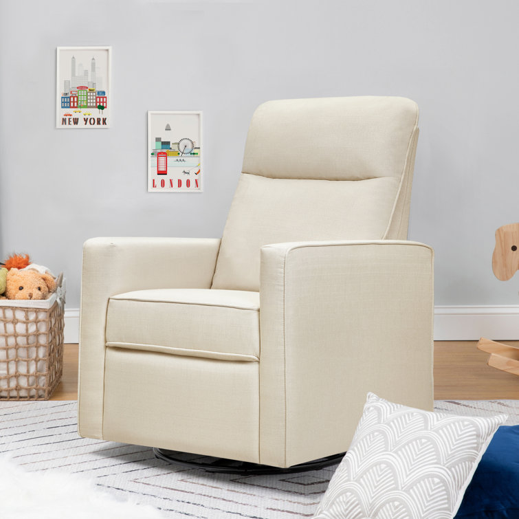 Gabby Pillowback Natural Oat Swivel Glider with High Support