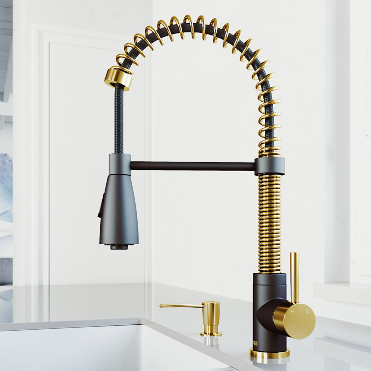 Brant Stainless Steel Pull-Down Kitchen Faucet with Soap Dispenser