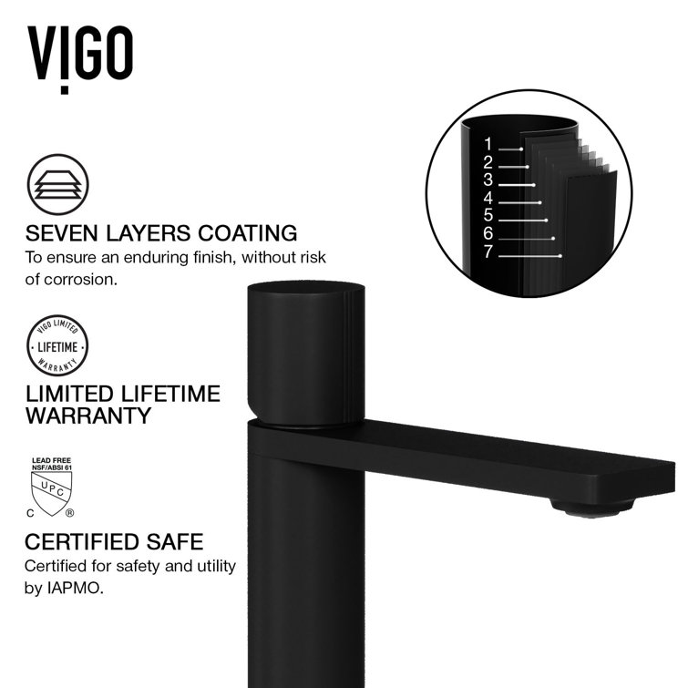 Gotham Matte Black Single-Handle Vessel Bathroom Faucet