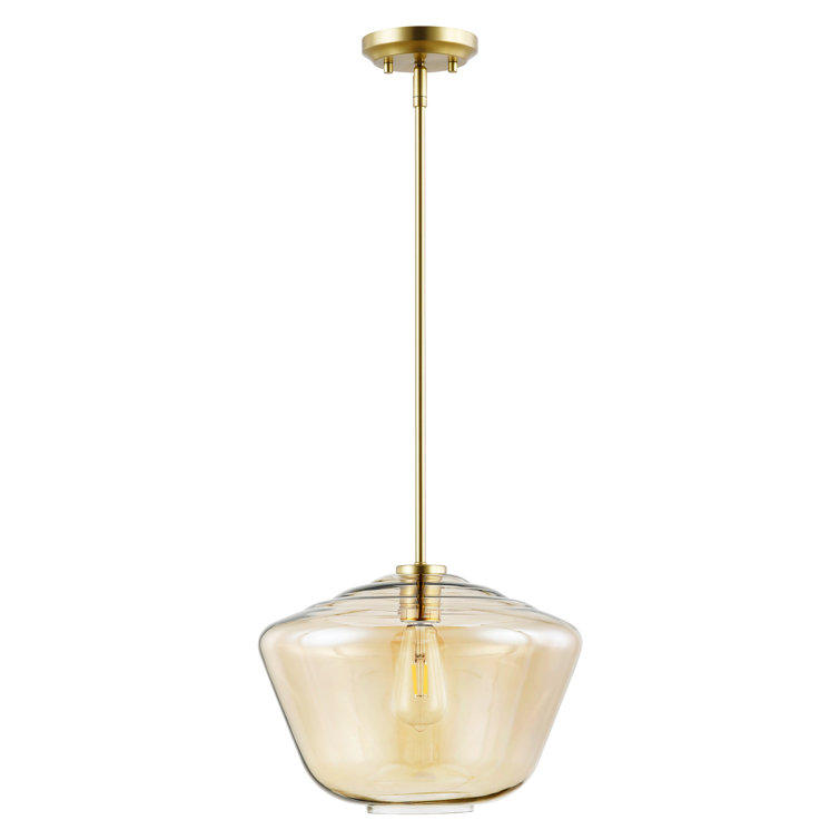Modern Brushed Brass Dome Pendant Light with Clear Glass Shade