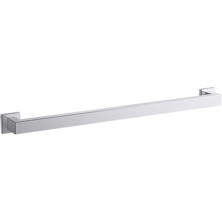 Polished Chrome 24" Square Metal Bathroom Grab Bar