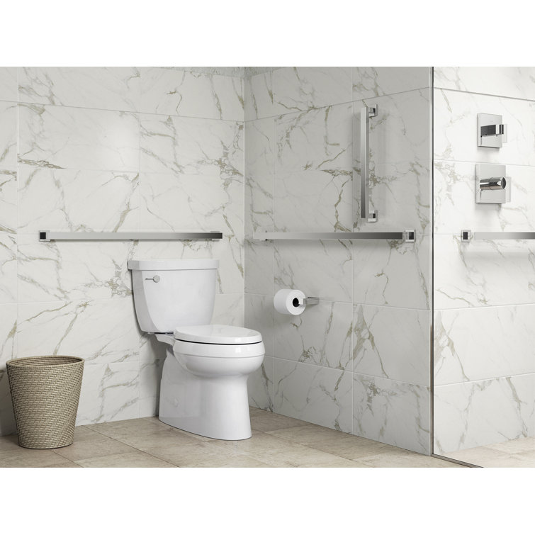 Polished Chrome 42" Square Metal Bathroom Grab Bar