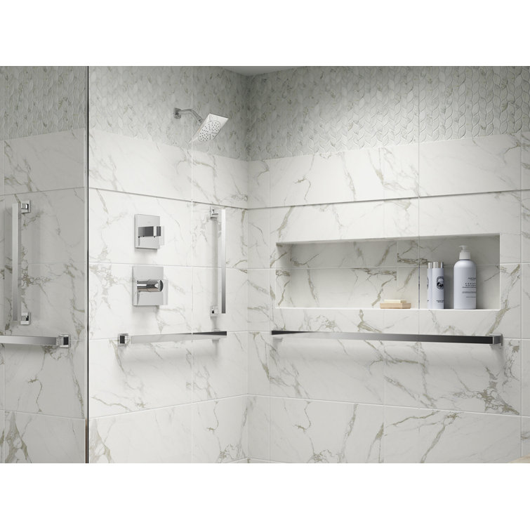 Polished Chrome 42" Square Metal Bathroom Grab Bar