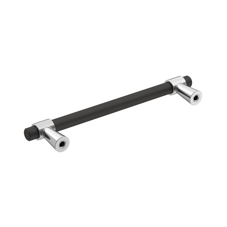 Modern Matte Black and Chrome Bar Cabinet Pull