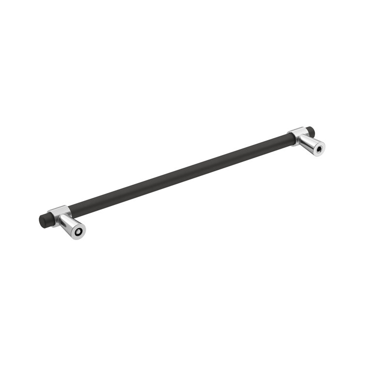 Modern Matte Black and Chrome Cabinet Bar Pull with Mounting Hardware