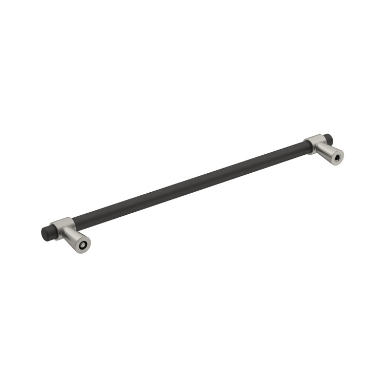 Matte Black and Satin Nickel Modern Bar Pull with Mounting Hardware