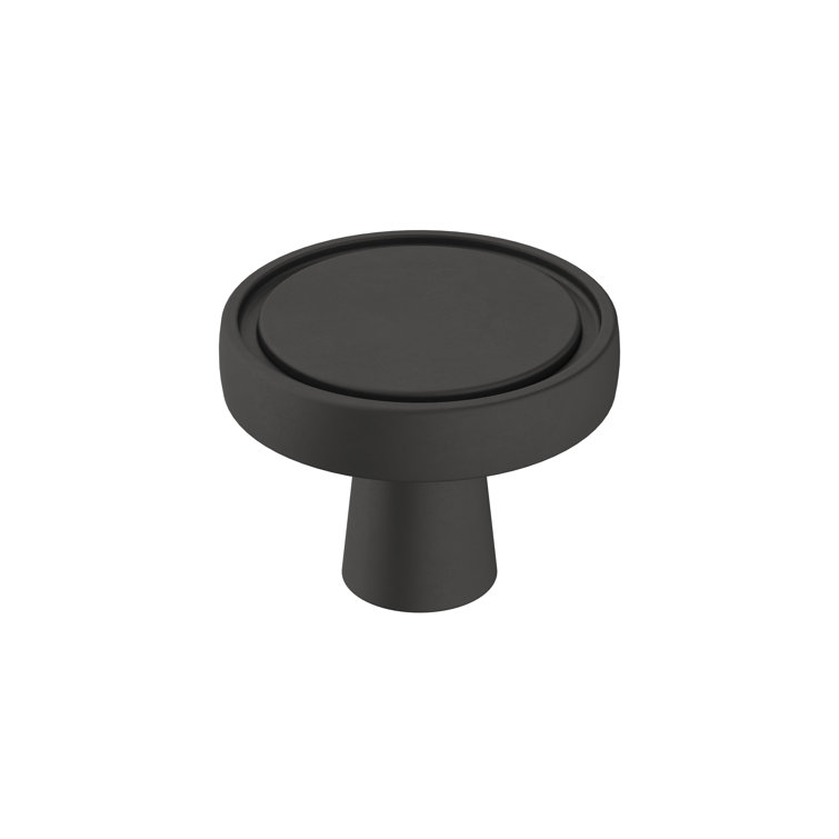 Matte Black Round Steel Cabinet Knob with Mounting Hardware