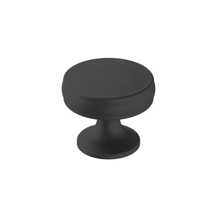 Matte Black Round Cabinet Knob with Mounting Hardware
