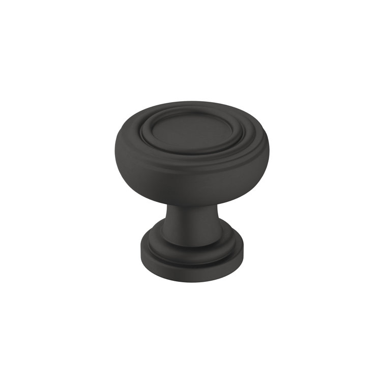 Matte Black Round Steel Cabinet Knob with Mounting Hardware