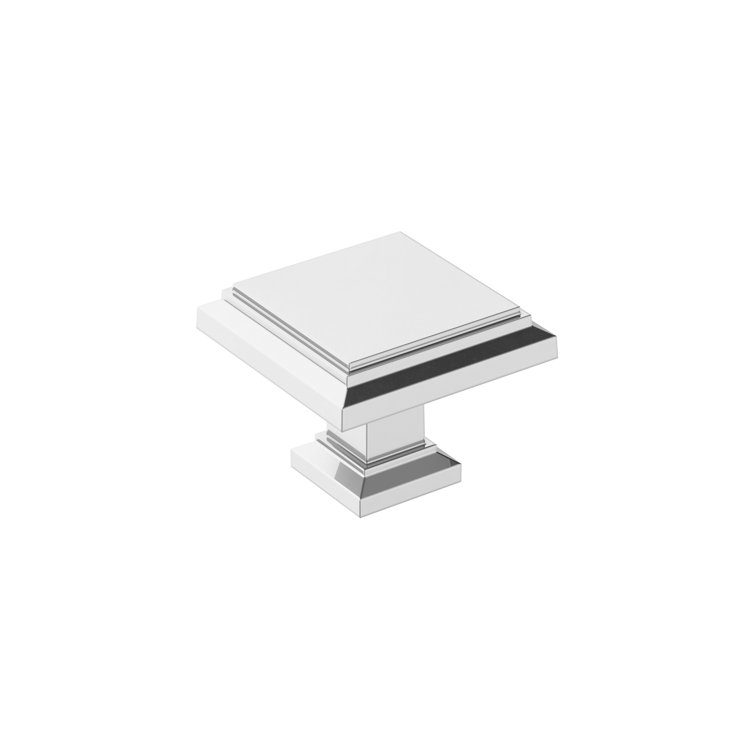 Polished Chrome Square Cabinet Knob with Mounting Hardware