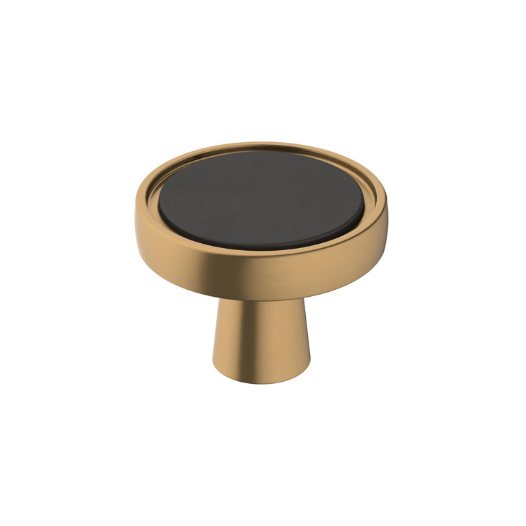 Matte Black and Bronze Round Cabinet Knob with Mounting Hardware