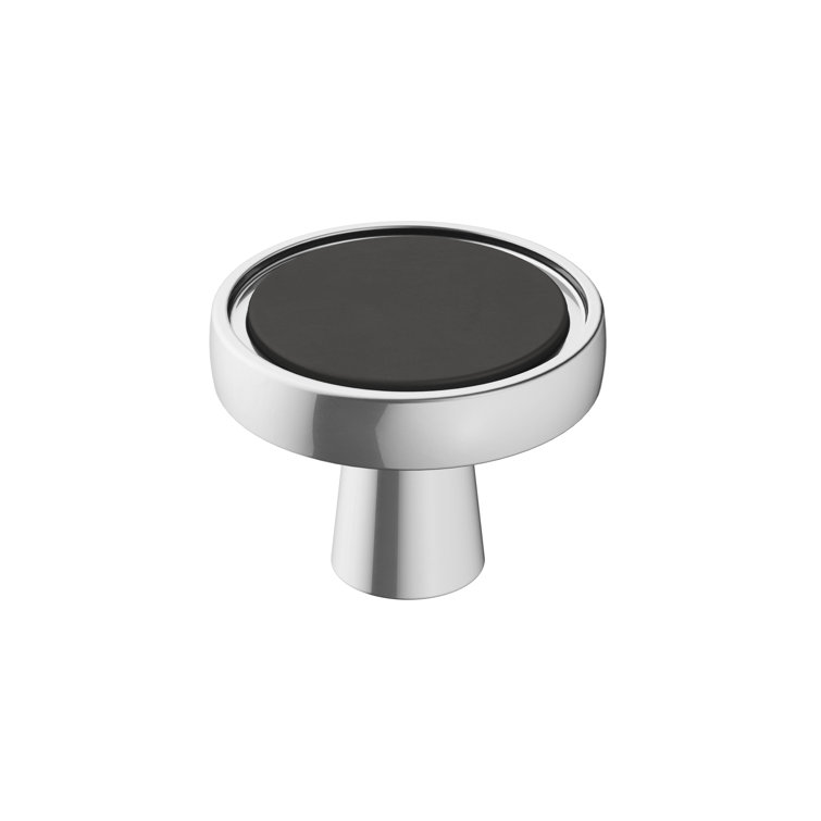 1-3/8" Round Matte Black and Chrome Cabinet Knob
