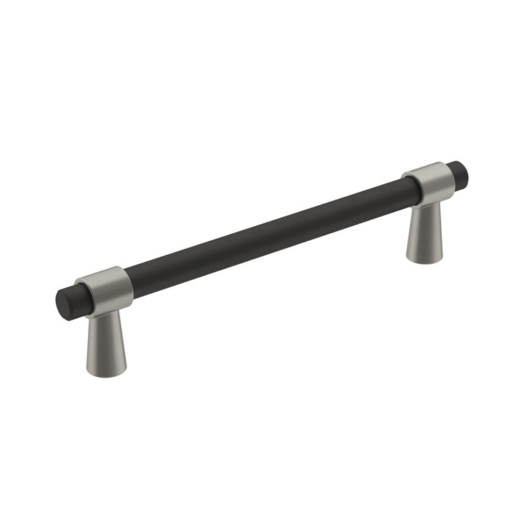 Matte Black and Satin Nickel Modern Bar Pull with Mounting Hardware
