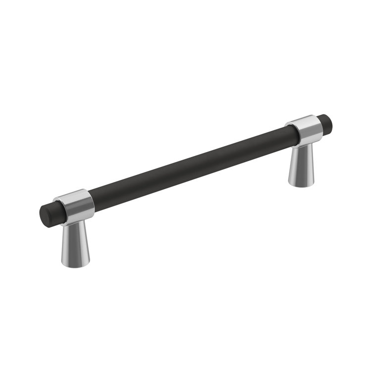 Modern Matte Black and Chrome Bar Cabinet Pull