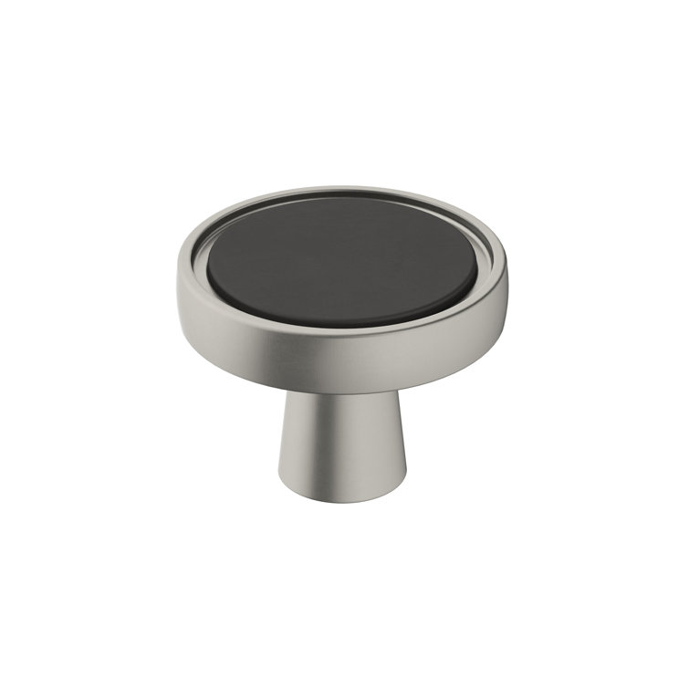 Modern Matte Black and Satin Nickel Round Cabinet Knob