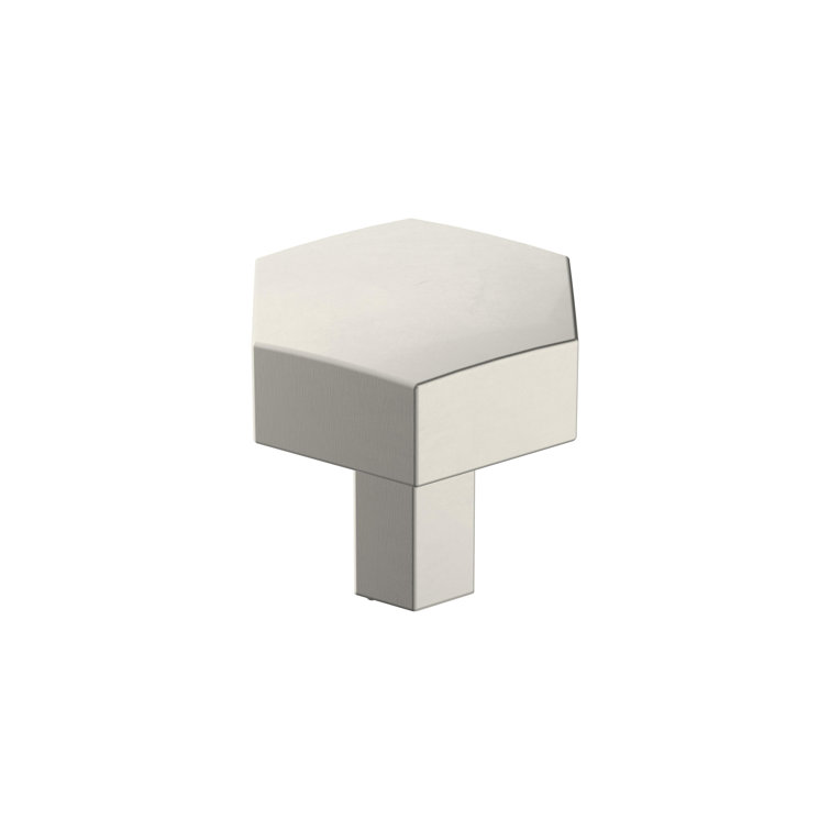 Satin Nickel Geometric Cabinet Knob with Brushed Finish