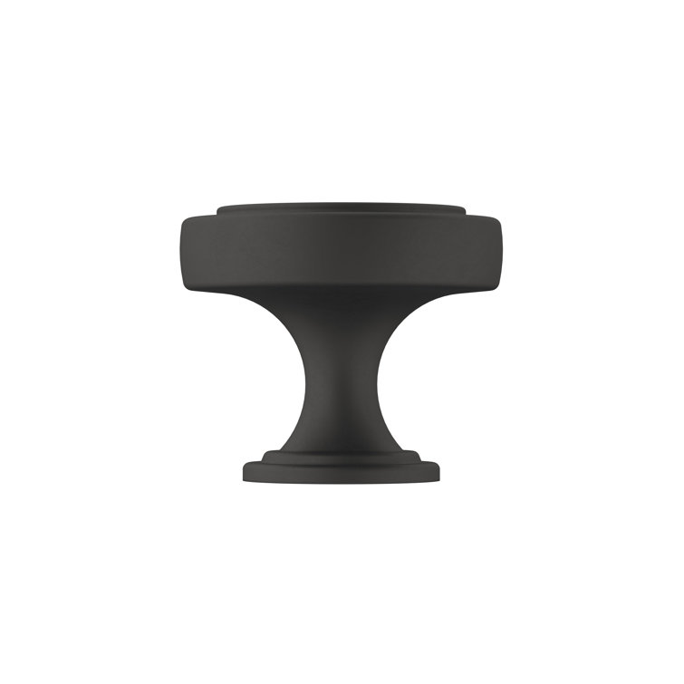 Matte Black Round Cabinet Knob with Mounting Hardware