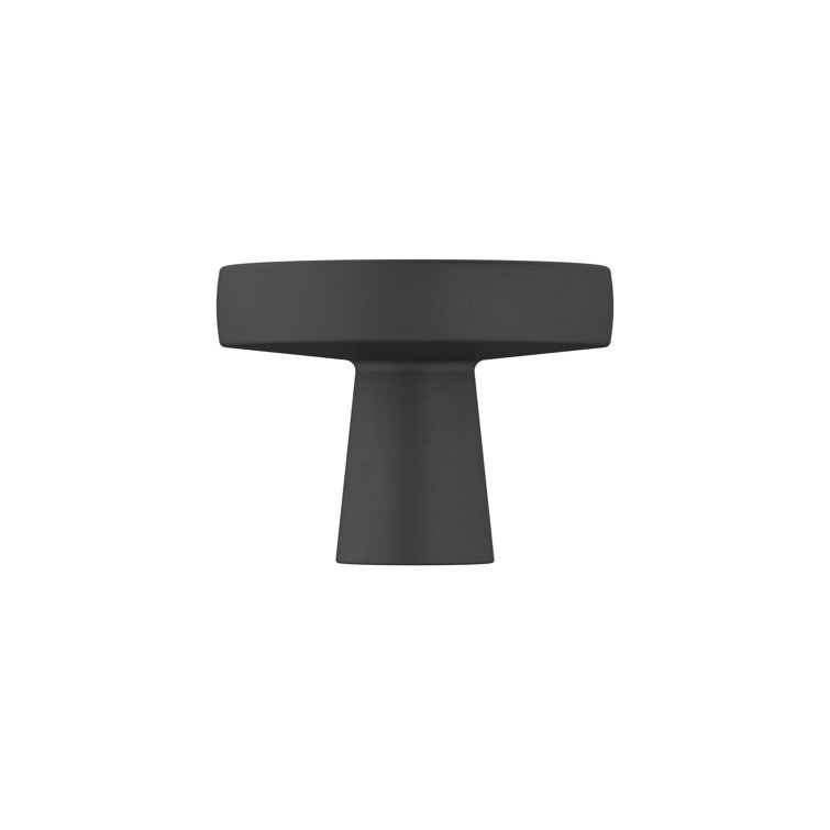 Matte Black Round Steel Cabinet Knob with Mounting Hardware