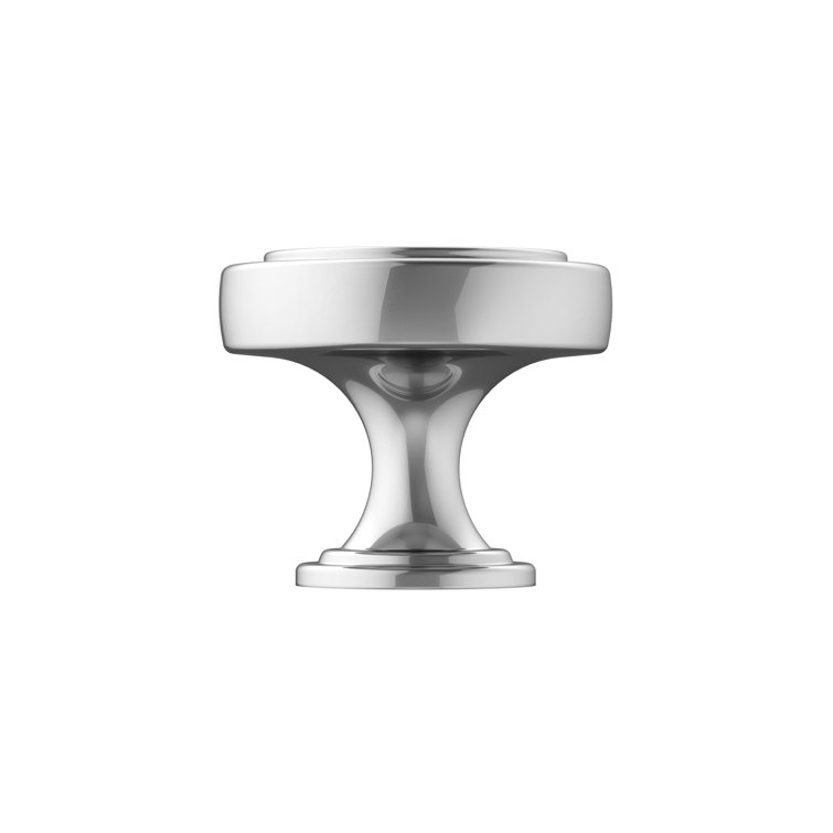 Polished Chrome Round Cabinet Knob with Mounting Hardware