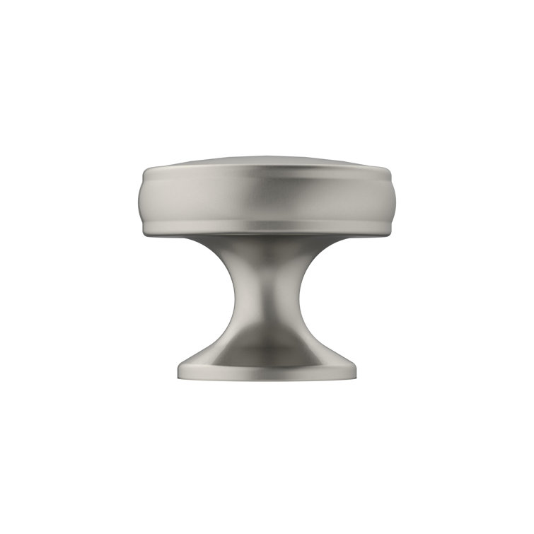 Satin Nickel Round Traditional Cabinet Knob with Mounting Hardware