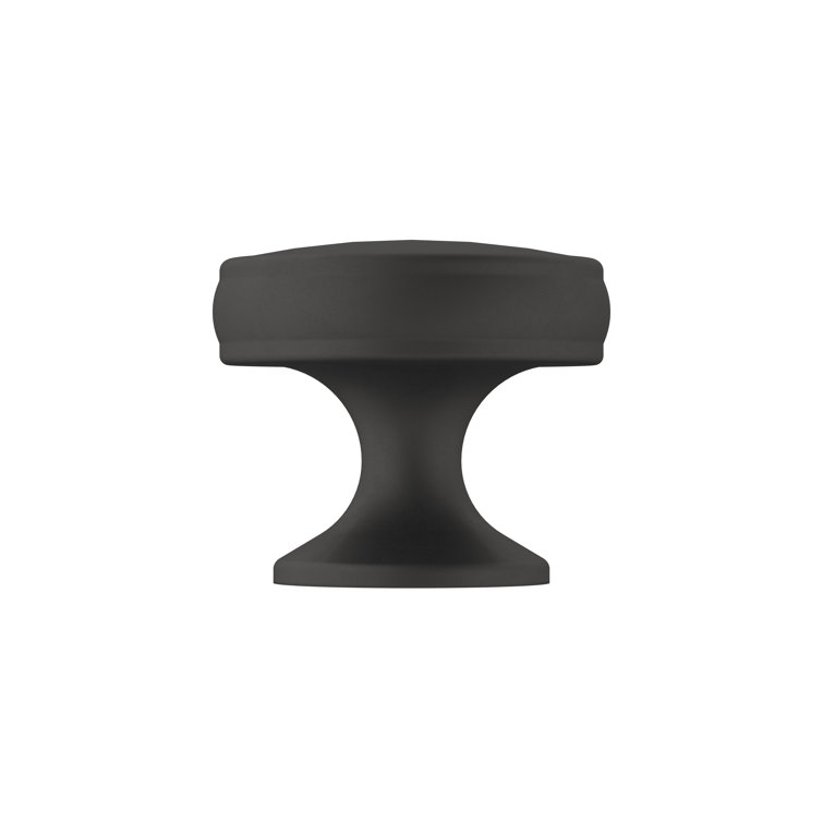 Matte Black Round Cabinet Knob with Mounting Hardware