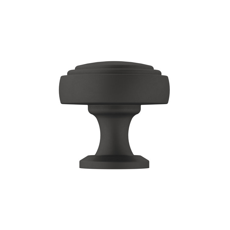 Matte Black Round Traditional Cabinet Knob with Mounting Hardware