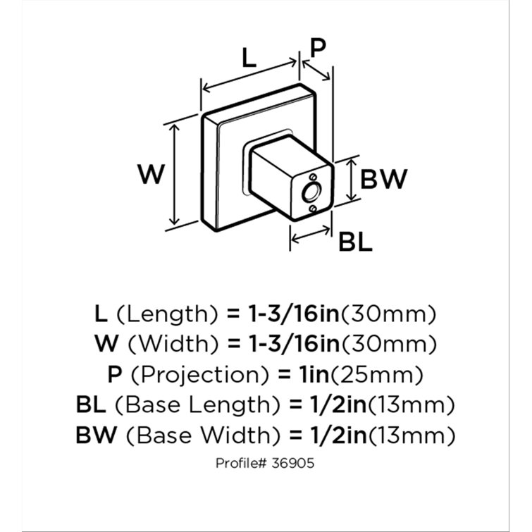Satin Nickel Square Modern Cabinet Knob with Mounting Hardware