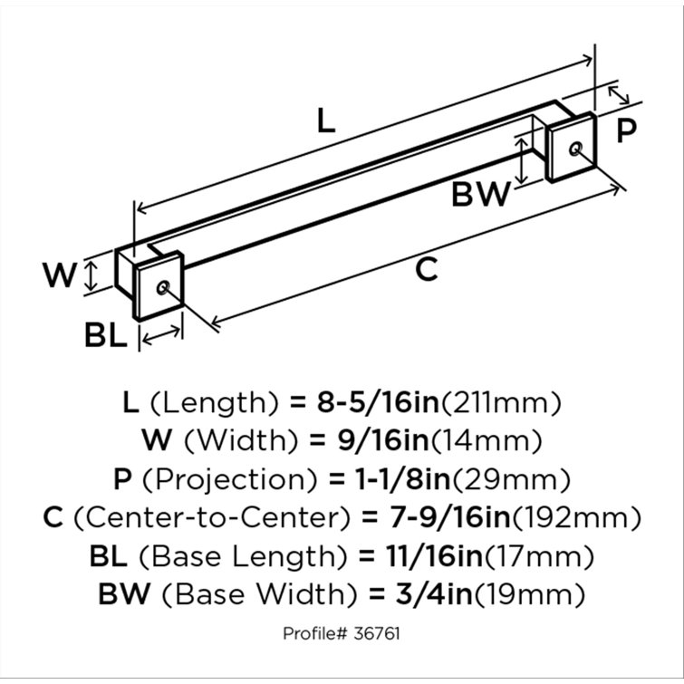Polished Chrome 10-1/16" Cabinet Bar Pull with Mounting Hardware