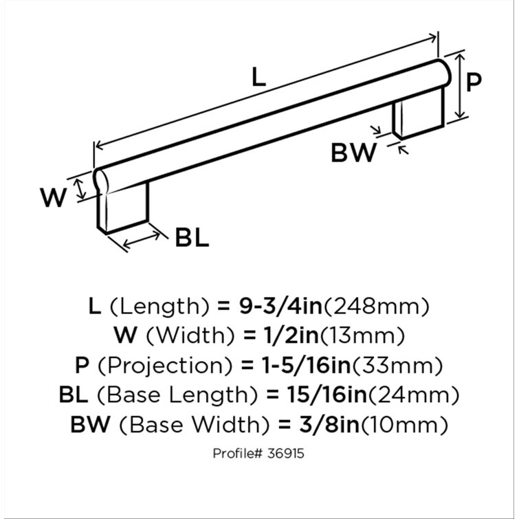 Versa 8-13/16 inch Satin Nickel Modern Bar Cabinet Pull