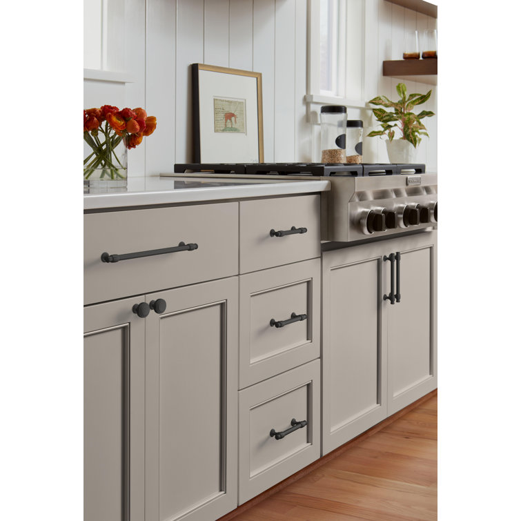 Matte Black Round Traditional Cabinet Knob with Mounting Hardware