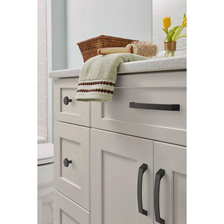 Matte Black Round Modern Cabinet Knob with Mounting Hardware