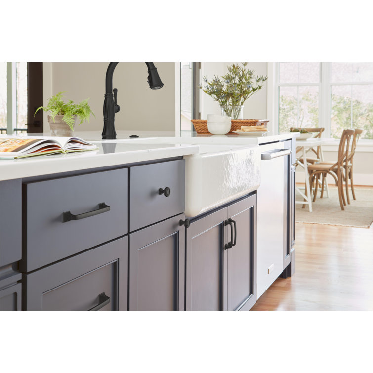 Matte Black Round Steel Cabinet Knob with Mounting Hardware